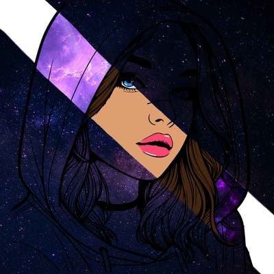 realistic girl with hood on