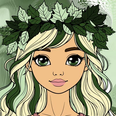 realistic girl with fall leaf crown