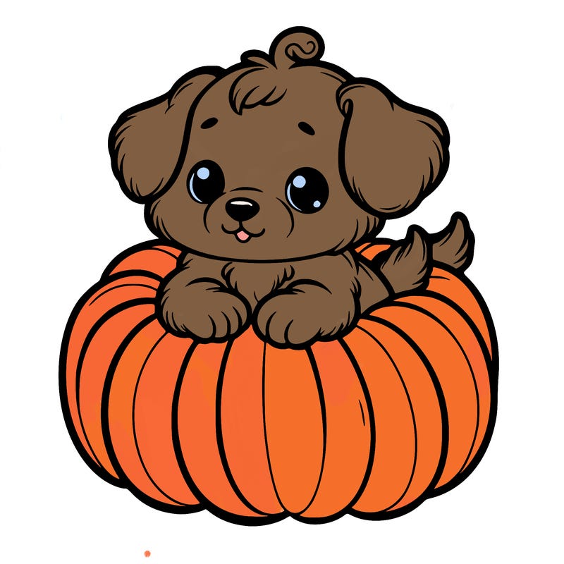 cute little puppy in a pumpkin