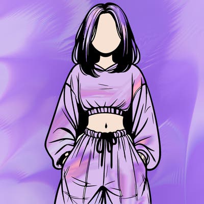 realistic girl faceless with baggy pants and a crop top