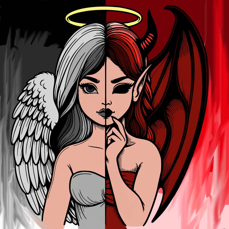 realistic angel half demon