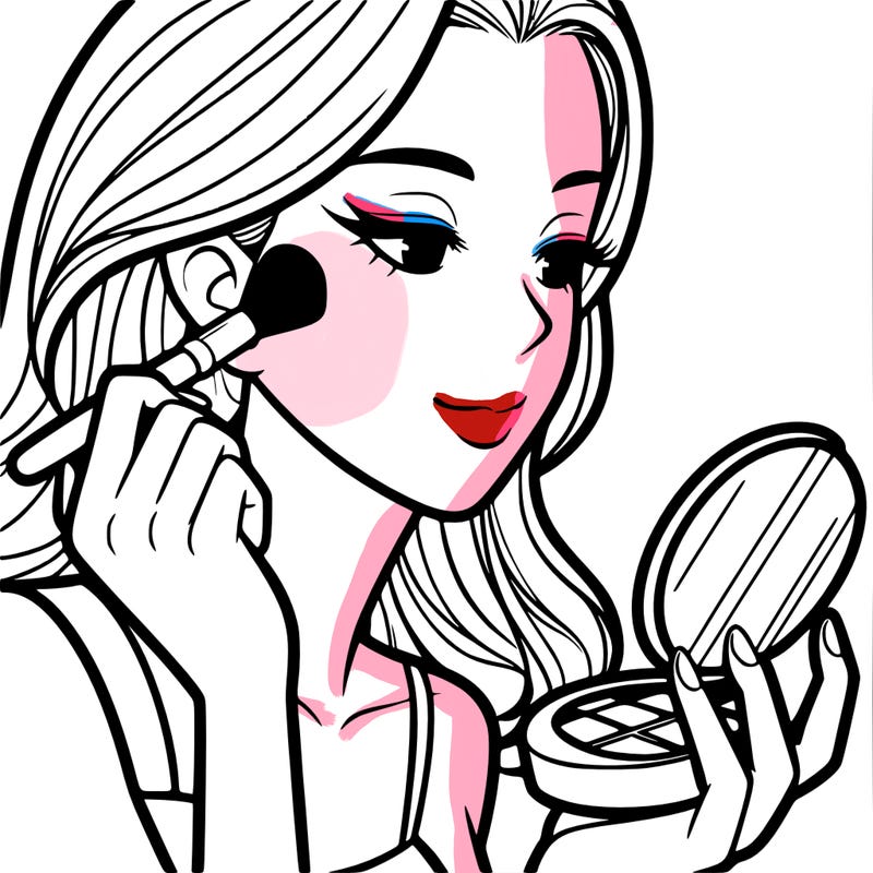 little girl putting on makeup