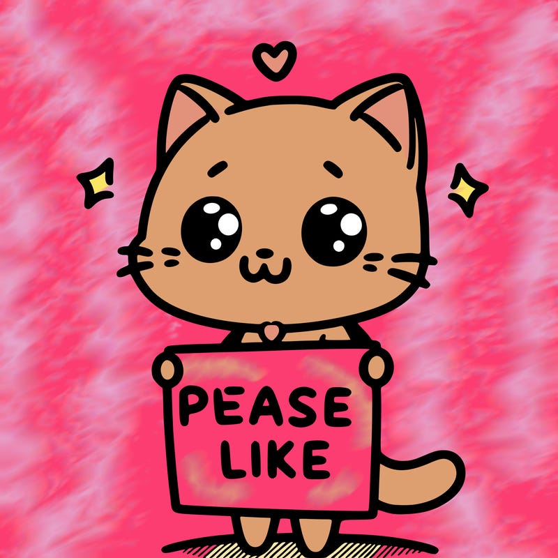 cute cat holding up a sign that says please like