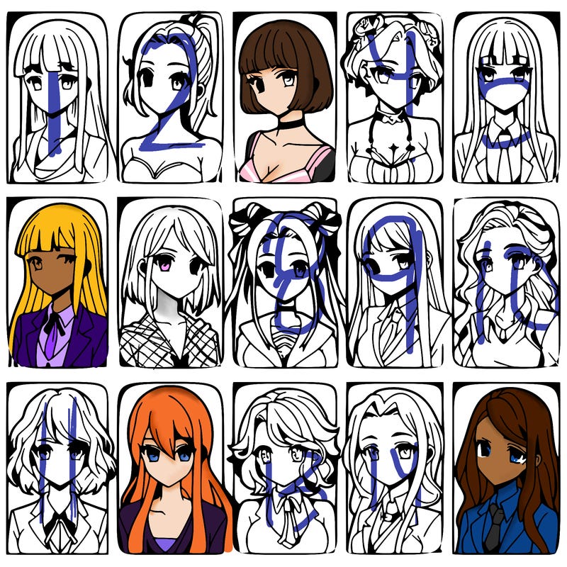 girls that look diffrent anime