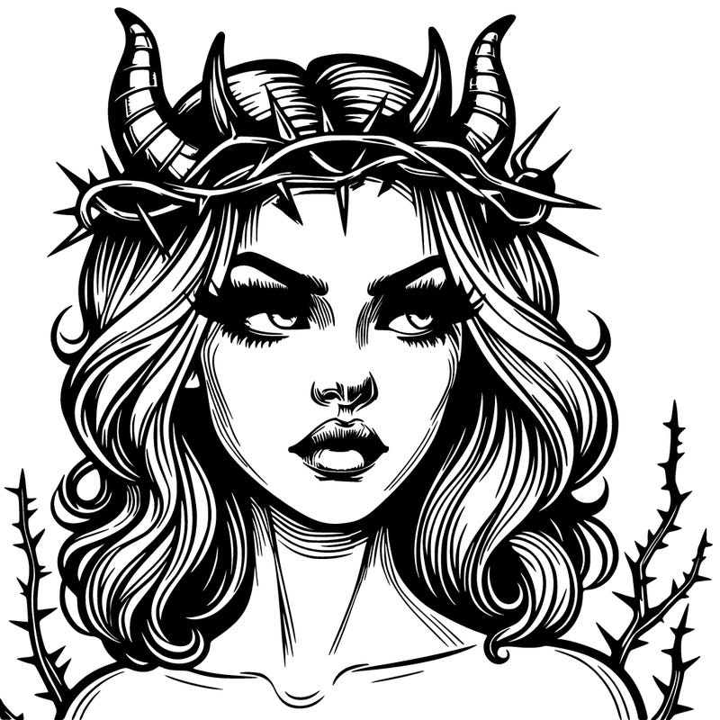realistic devil woman with thorn crown