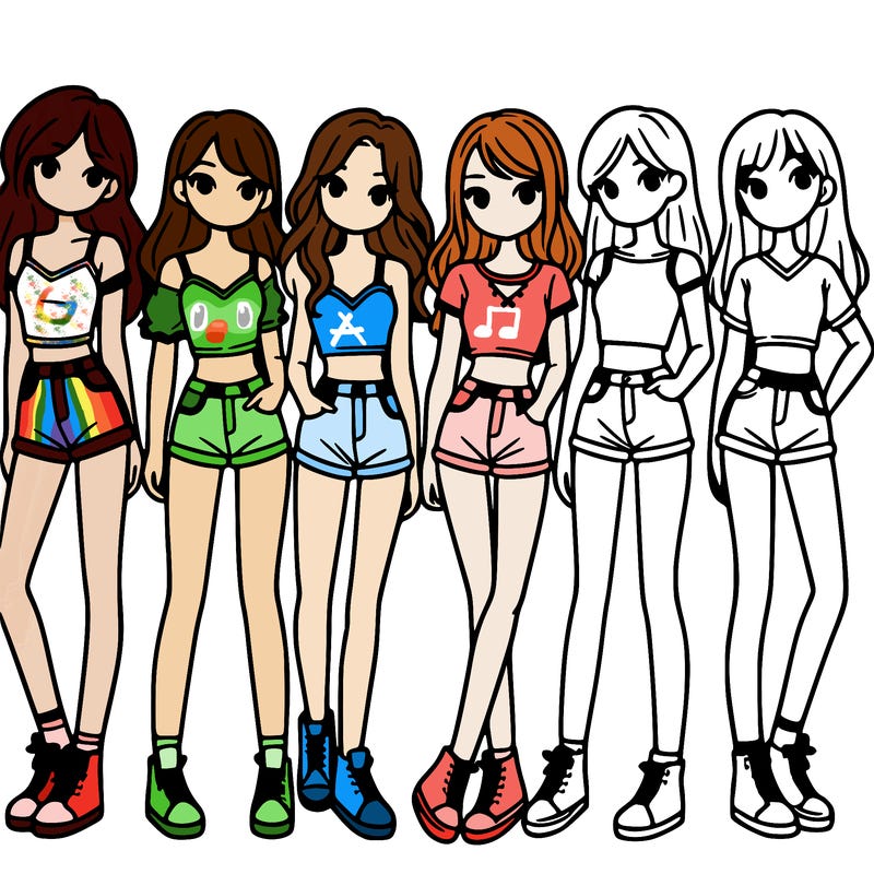 a group of girls wearing crop tops and shorts