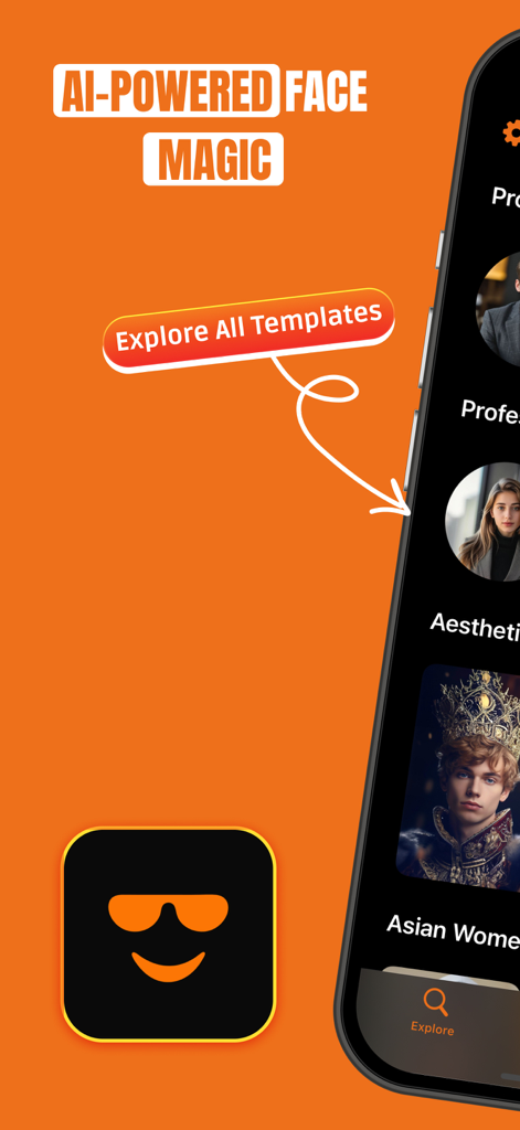 AI Face Swap - Swapli - Interfaz de la aplicación móvil Swapli que muestra plantillas de intercambio de rostros impulsadas por IA