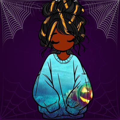 girl with baggy sweatshirt and messy bun