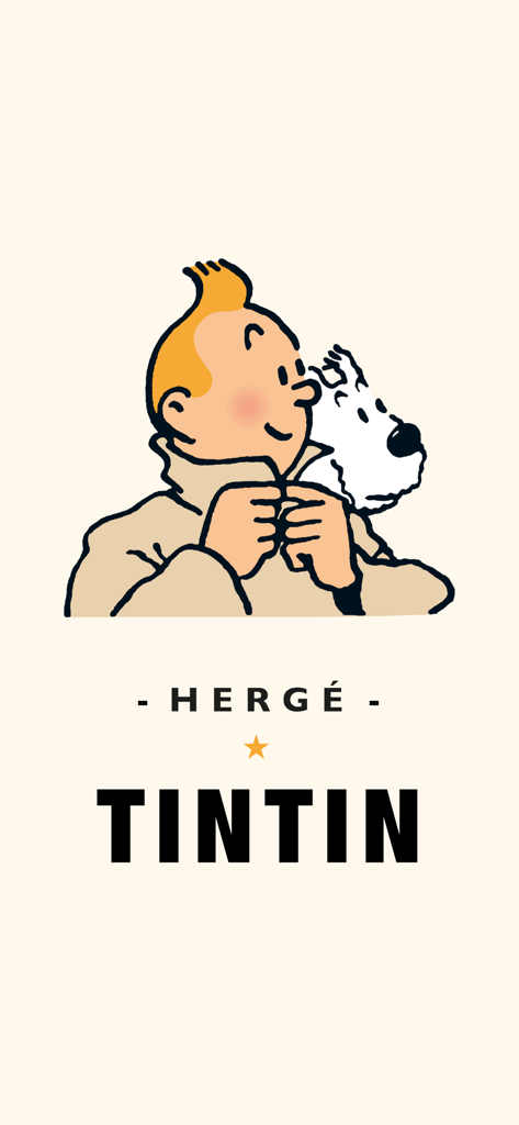 The Adventures of Tintin - Classic illustration of Tintin and Snowy by Herge on the app splash screen