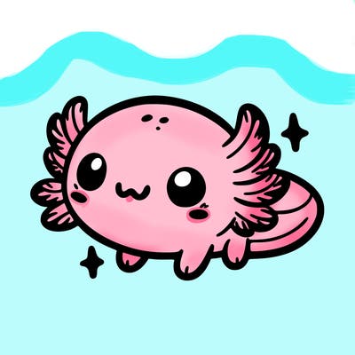 cute easy baby axolotl