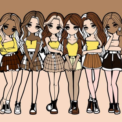 a group of girls realistic
