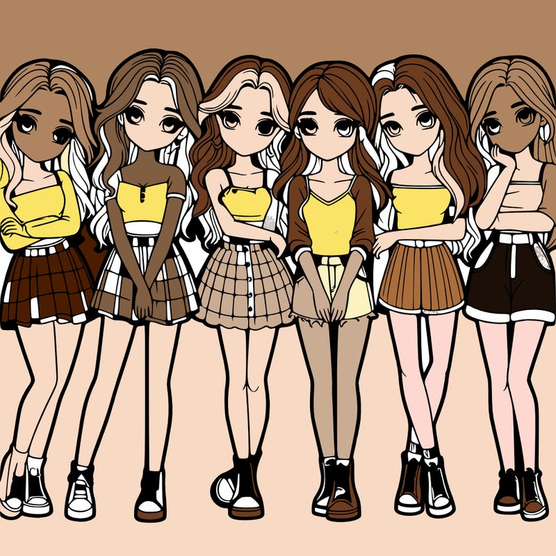 a group of girls realistic