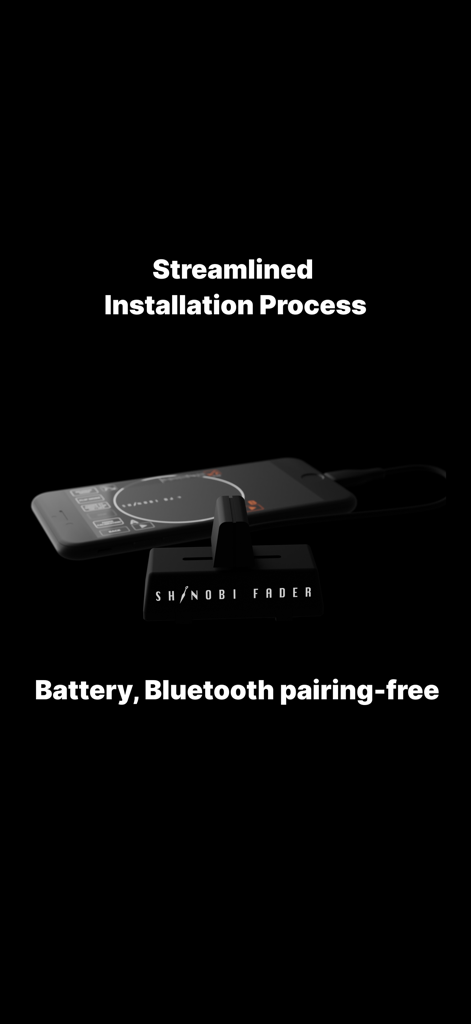 SHINOBI FADER hardware connected to a smartphone for professional portable scratching
