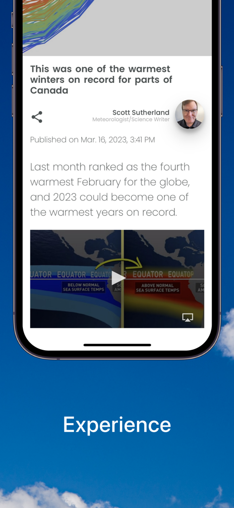 캐나다의 기록적인 온난 겨울에 대한 The Weather Network 앱 내 뉴스 기사, 비디오 및 기상학자 크레딧 포함