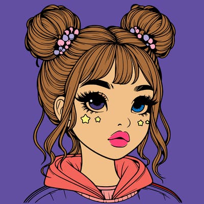 realistic girl with space buns