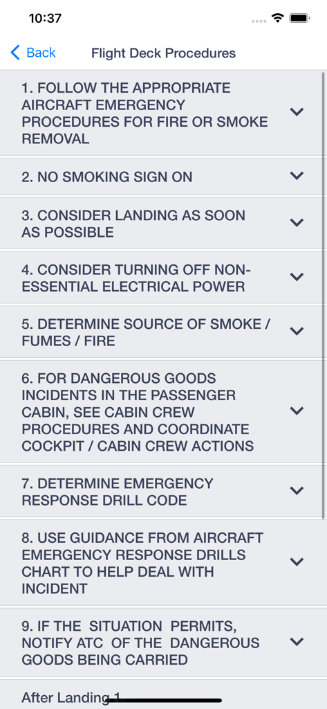 ERG Drill Codes - A numbered list of flight deck emergency procedures within the ERG Drill Codes aviation app