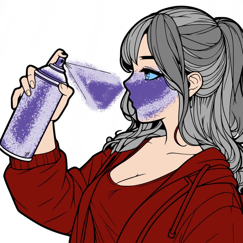 a realistic girl spray, painting