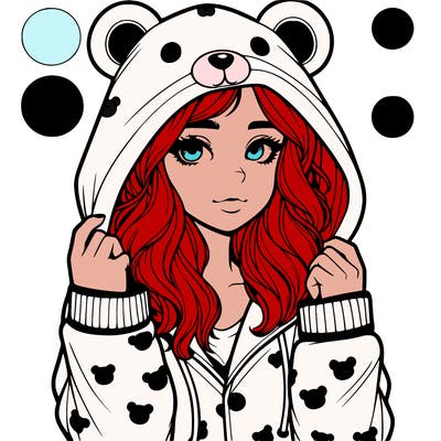 realistic girl in a animal pjs hoodie