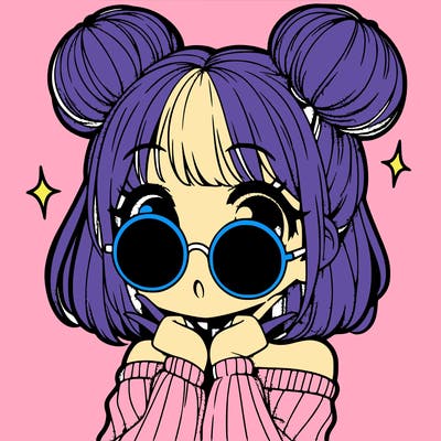 manga girl with hairbuns and sun shape sunglasses