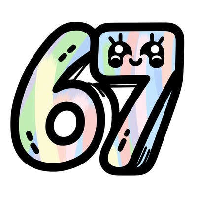 the numbers 67