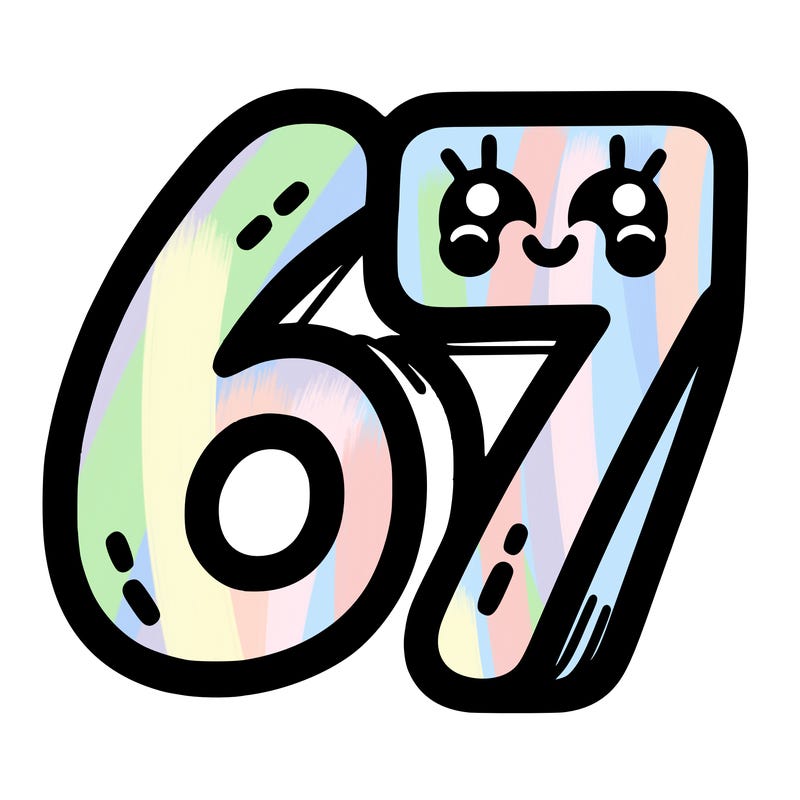 the numbers 67