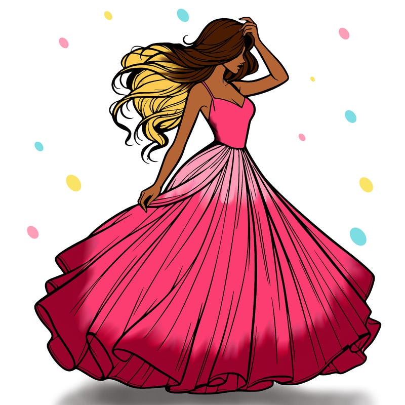 realistic woman with dress flowing in the wind