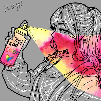 a realistic girl spray, painting