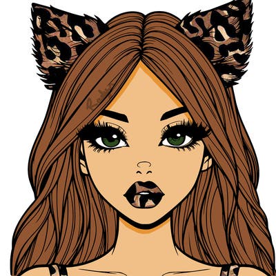 realistic girl with fox ears and realistic lips