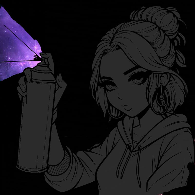 a realistic girl spray painting