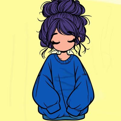 girl with baggy sweatshirt and messy bun