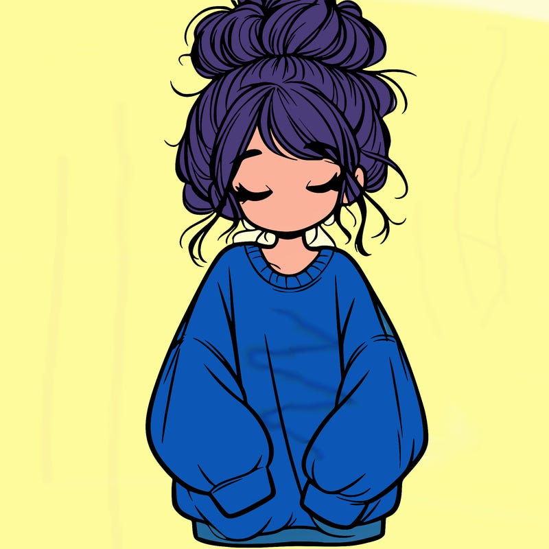 girl with baggy sweatshirt and messy bun