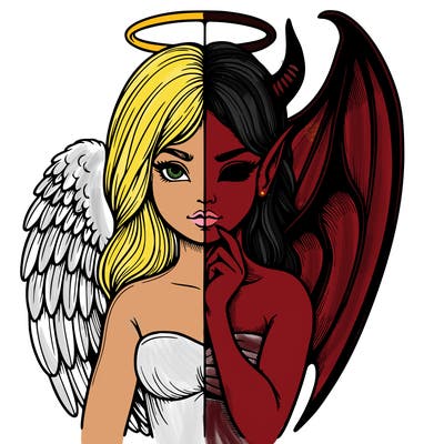 realistic angel half demon