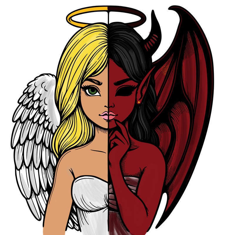 realistic angel half demon