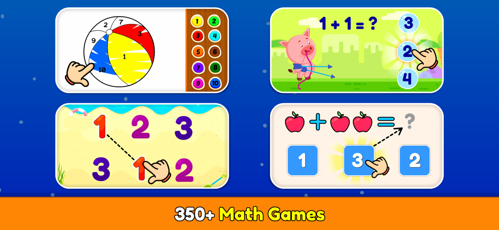 Interactive math games for kids featuring counting and addition learning activities