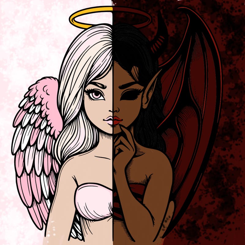 realistic angel half demon