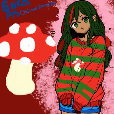 manga teen girl  in a sweater and baggy pants