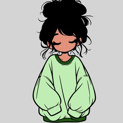 girl with baggy sweatshirt and messy bun