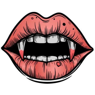 lips with vampire teeth