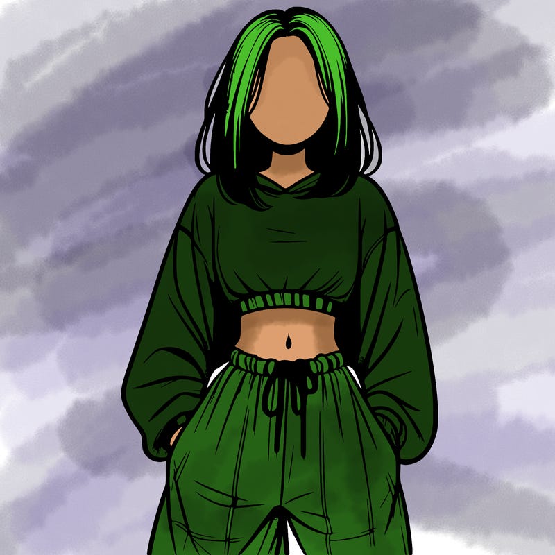 realistic girl faceless with baggy pants and a crop top