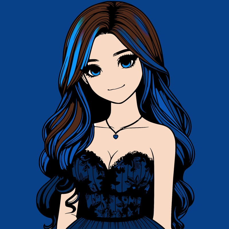 realistic girl with long hair and pretty prom dress