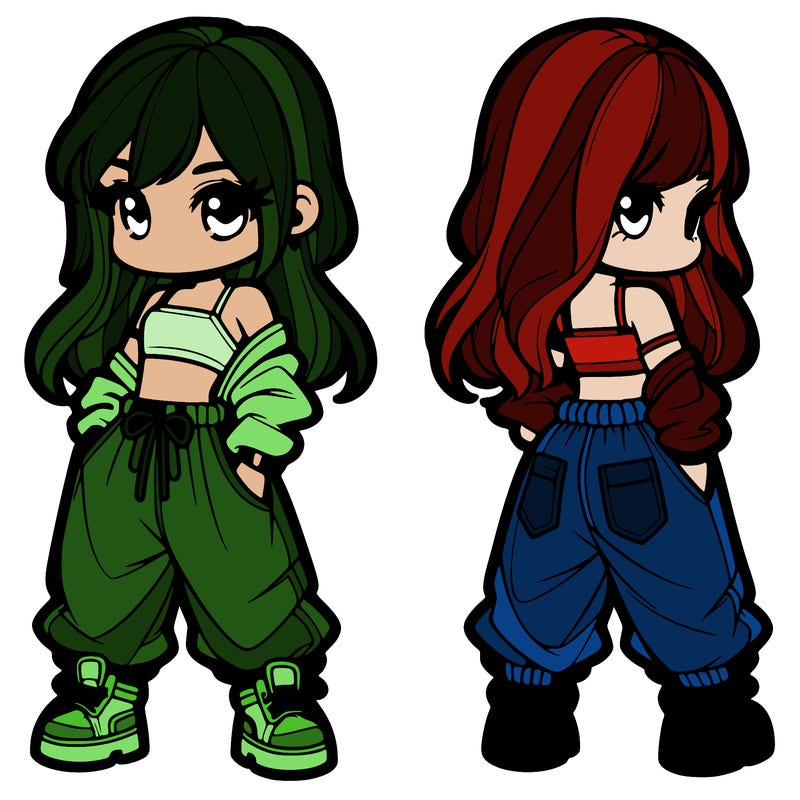 girl in crop top and baggy pants