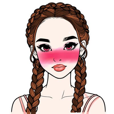 realistic girl with braids