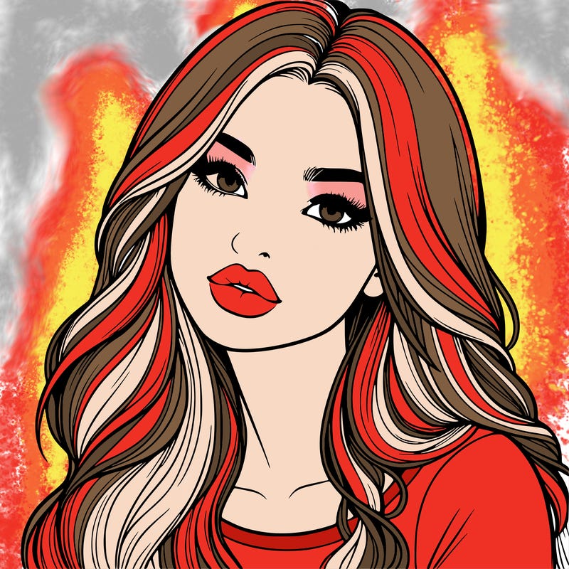 realistic girl with hair on her hair and lips