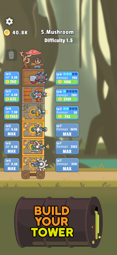 TDS - Tower Destiny Survive - Una fortaleza móvil de varios niveles con varias armas y mejoras en Tower Destiny Survive