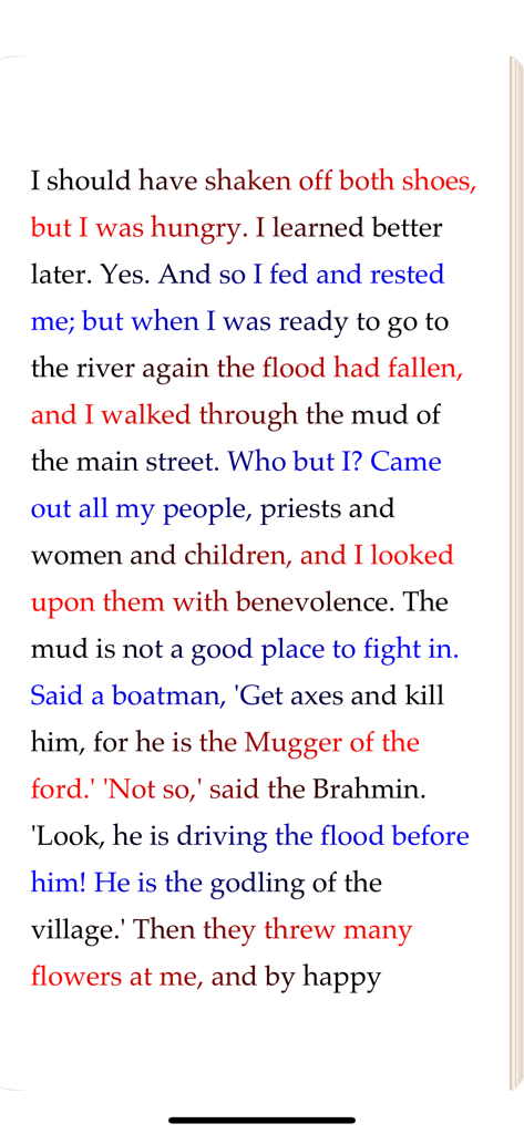 ReadMe! (BeeLine & Focus) - Reading interface showing text with BeeLine Reader color gradients to enhance focus and speed