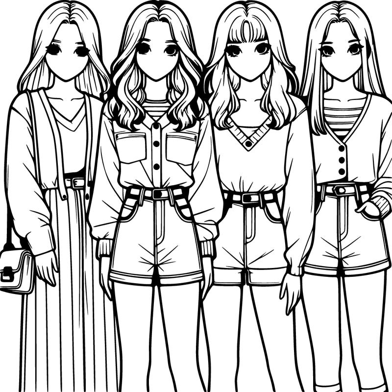 4 realistic girls next to each other