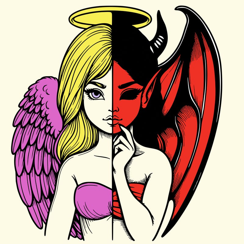 realistic angel half demon