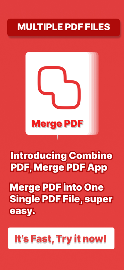 Combine & Merge PDF Converter - Werbegrafik für die Combine and Merge PDF-App, die zeigt, wie mehrere Dateien zu einer einzigen PDF-Datei zusammengeführt werden.