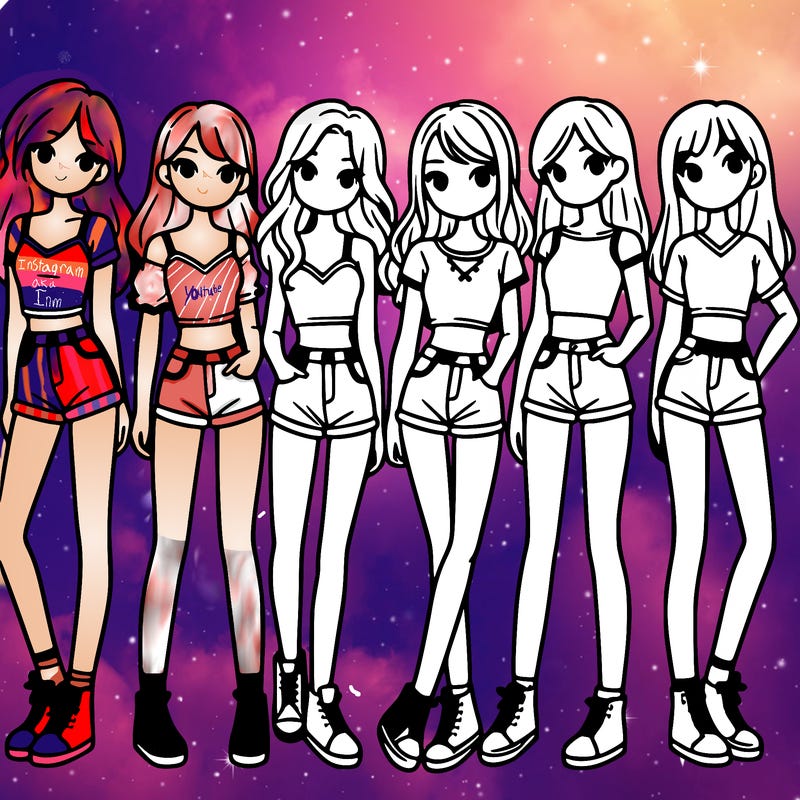 a group of girls wearing crop tops and shorts