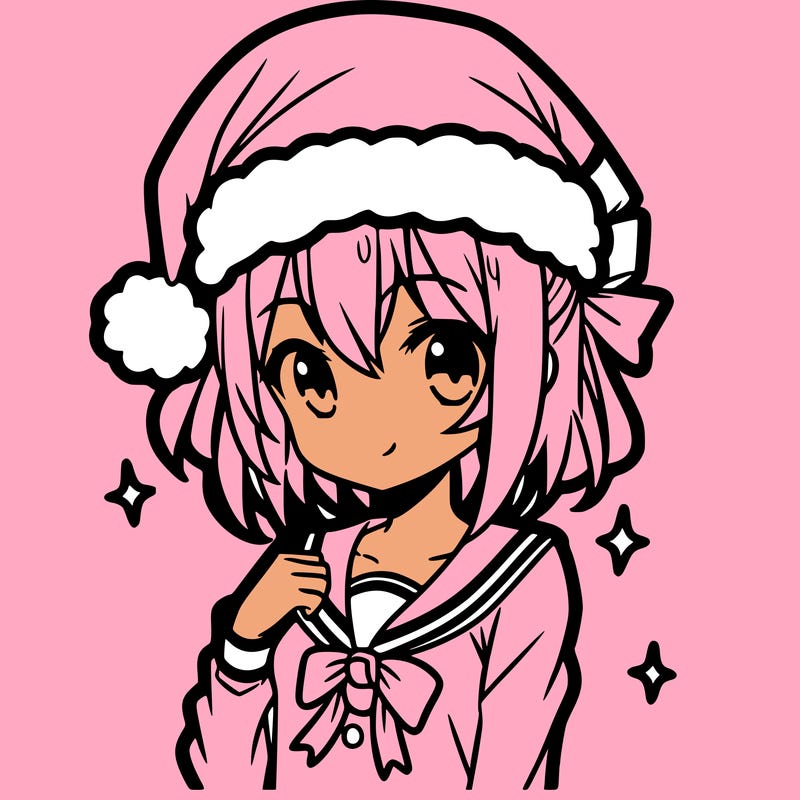 anime girl wearing a santa hat